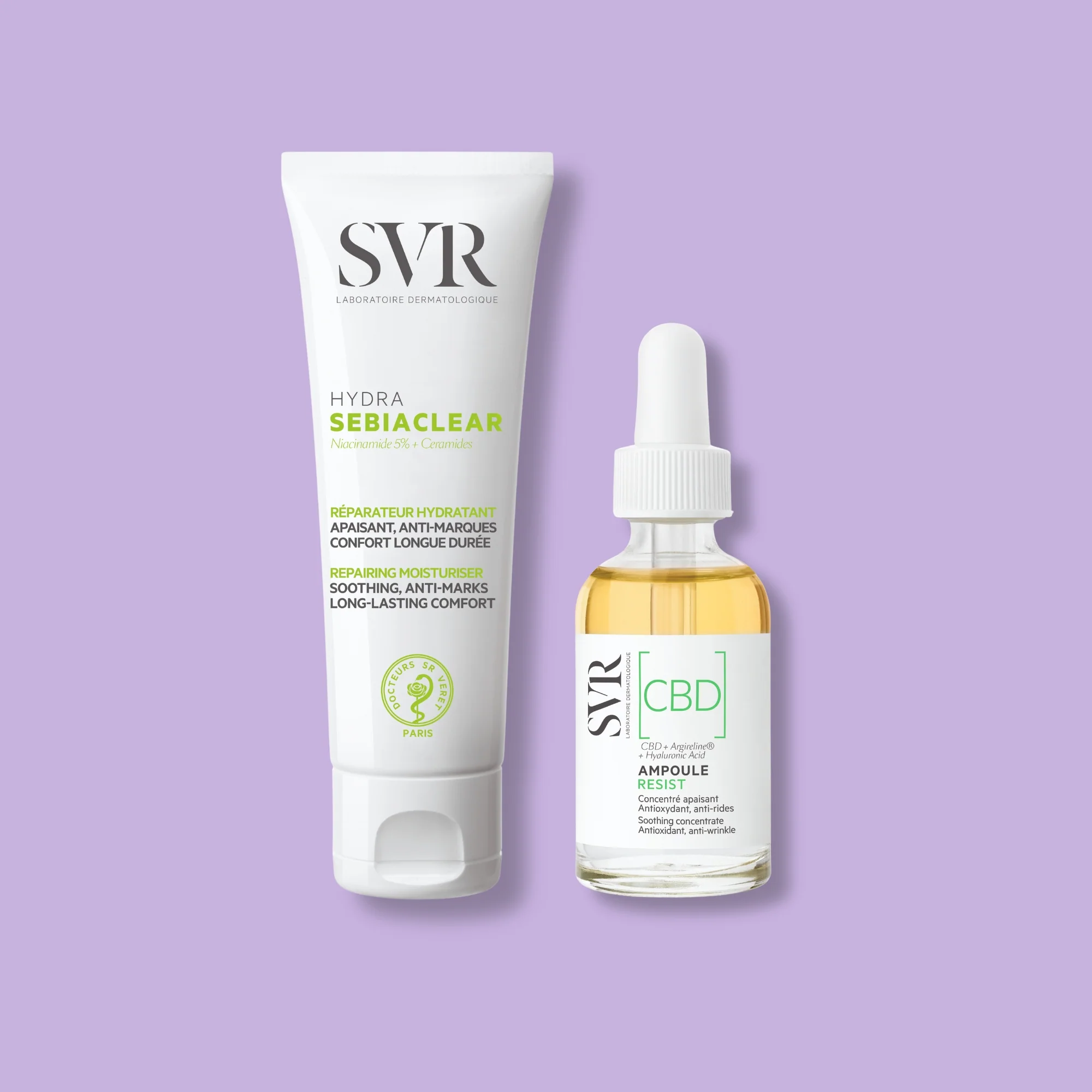 Zestaw SEBIACLEAR Creme Hydra 40ml + CBD Ampoule Resist 30ml